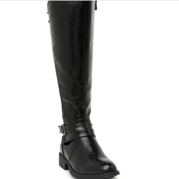 WANTED Bargen Tall Riding Boots Double Buckle Strap In Black 5.5 - Picture 3 of 6